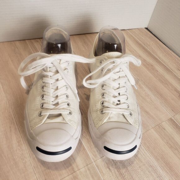 Converse Jack Purcell White Leather Sneakers Men’s Sz 8.5 / Women's 10 low top - Picture 2 of 7